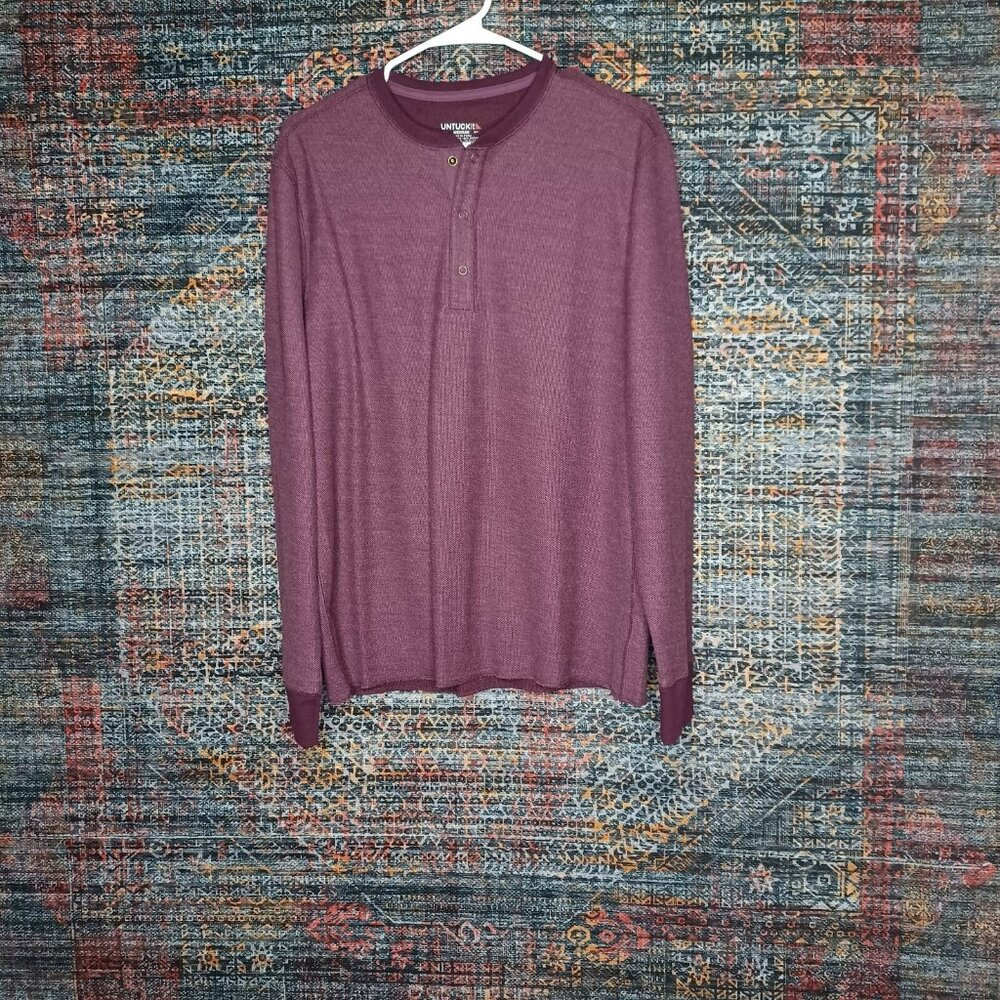 UNTUCKit mens jam purple Schrock snap henley mesh shirt M EUC